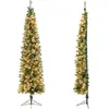 Image de Demi Sapin de Noël Artificiel Pré-Illuminé 210cm COSTWAY 150 Lumières LED Blanc Chaud 403 Pointes de Branches PVC Pied Métallique