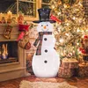 Image de COSTWAY Décoration de Noël Extérieure Bonhomme de Neige Lumineux 127cm avec 70 Lumières LED Blanc Froid avec Oiseaux RougesChapeau