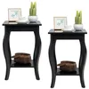 Image de COSTWAY Lot de 2 Tables dAppoint Bout de Canapé 2 Niveaux avec Patins Antidérapants pour Chambre Salon 40 x 40 x 60 cm Noir