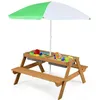 Image de RELAX4LIFE Ensemble Table et Chaises de Jardin 3 en 1 pour Enfants Table Pique-Nique et Banc dExtérieur avec Parasol et 2