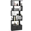 Image de GOPLUS Bibliothèque Étagère 5 Niveaux 70x23x183CM avec Armoire Anti-BasculementMeuble de Rangement Style IndustrielNoir
