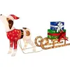 Image de GOPLUS Décorations Lumineuses de Noël Ensemble Chien & Traîneau & Boîtes Cadeaux avec avec 170 Lumières LED Chaudes