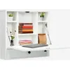 Image de COSTWAY Bureau Mural Rabattable pour Ordinateur Portable avec Étagères Intégrée Tiroir Plateau Pliable 60 x 15 x 57 cm Blanc