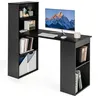 Image de COSTWAY Bureau Informatique avec Bibliothèque Table dOrdinateur Haute de 75 cm avec Étagères de Rangement à 6 Niveaux Noir