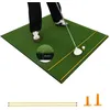 Image de COSTWAY Tapis d'Entraînement de Golf 152 x 117 x 2 5cm avec 2 Positions de Tee et 2 Bâtons dAlignement 6 Trous de Tee Pré-percés