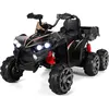 Image de GOPLUS Voiture Quad Electrique Enfants 3-8 Ans 12V avec 6 Roues 3-6 km/h Lumières LEDMusique Charge 30KGNoir
