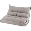 Image de GOPLUS Fauteuil de Sol Convertible 2 Places 180 x110 cm Pliable avec Dossier Réglable sur 42 Positions 2 Coussins Lombaires Gris