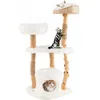 Image de COSTWAY Arbre à Chat en Bois 124 CM avec Perchoir Supérieur en Quenouilles et Condo Tour à Chat avec Coussin Moelleux Confortable
