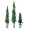 Image de COSTWAY Lot de 3 Sapins de Noël Artificiels 90-120-150 CM avec 120-140-160 Pointes de Branches en PVC Bases Métalliques avec