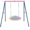 Image de Balançoire Extérieur Enfants COSTWAY-en Métal-en Forme de A Charge 250KG-2 Méthodes de Fixation-Crochets Mousquetons Piquets-Rouge