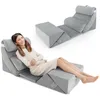 Image de COSTWAY Lot de 7 Oreillers Compensés Mousse à Mémoire - Appuie-tête Amovible - Coussins de Lecture - Post-Chirurgie Femme Enceinte