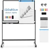 Image de COSTWAY Tableau Blanc Mobile 120 x 80 cm Double Face Réversible Effaçable à Sec 2 Hauteur Réglable 4 Roulettes Mobile Noir