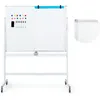 Image de COSTWAY Tableau Blanc Mobile 120 x 90 cm Double Face Réversible Effaçable à Sec 2 Hauteur Réglable 4 Roulettes Mobile Blanc