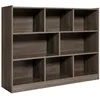 Image de COSTWAY Bibliothèque à 3 Niveaux et 8 Cubes Étagère de Rangement Ouverte en Bois pour Salon Salle de Jeux 122 x 32 x 93 cm Gris