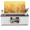 Image de COSTWAY 60 Meuble TV avce 4 Compartiments 2 portes 2 Trous de Gestion des Câbles pour Salon Chambre 145 x 395 x 495 cm Brun