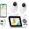 Image de Simyke Caméra vidéo Baby Mointor 2 caméras et audio écran de 28 sans vision nocturne WiFidétection de température