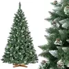 Image de FairyTrees Sapin de Noël Artificiel 220cm Arbre de Noël avec Support en Bois PIN ENNEIGÉ Blanc Naturel Made in EU