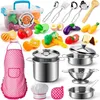 Image de Accessoire Cuisine Enfant Chef Jeu de rôle avec Ustensile Pots et Casseroles en Acier Inoxydable Dinette Enfant pour Garçons