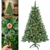 Image de Sapin de Noël artificiel - YUENFONG - 120 cm - Éclairage LED - Effet neige - Support en métal