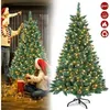 Image de Sapin de Noël artificiel - YUENFONG - 180 cm - Éclairage LED - Effet neige - Support en métal