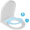 Image de Abattant WC Familial Forme D avec Siège Enfant Bleu Retirable Magnétique Frein de Chute Charnière Réglable pour Adultes et Enfants