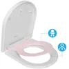 Image de Abattant WC Familial Forme D avec Siège Enfant Rose Retirable Magnétique Frein de Chute Charnière Réglable pour Adultes et Enfants