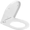 Image de Abattant WC universel Déclipsable Blanc Forme D en Polypropylène avec Frein de Chute Charnière Réglable Installation Facile