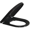 Image de Abattant WC universel Déclipsable Noir Forme D en Polypropylène avec Frein de Chute Charnière Réglable Installation Facile