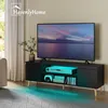 Image de Meuble TV LED 140 cm HavenlyHome Support TV avec 2 Portes et 2 Etagères pour Télévision jusquà 65 pour Salon et Chambre Noir
