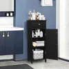 Image de COSTWAY Meuble de Salle de Bain Moderne avec 1 Porte 1 Tiroir 2 Étagères Réglables et Dispositif Anti-Dumping 356x305x88 CM
