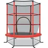 Image de COSTWAY Trampoline Enfants Ø165×165H CM-Filet de Sécurité-Porte Zipée-Couvre-Ressorts-6 Poteaux Rembourrés-Charge 45 kg-Rouge