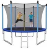 Image de COSTWAY Trampoline 244cm Extérieur EchelleFilet de SécuritéTapis de SautTuyau Galvanisé Antirouille pour Enfants Charge 80 kg
