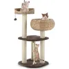 Image de Arbre à Chat - COSTWAY - avec Pompon Suspendu - Griffoirs Enveloppés de Sisal Naturel - pour Chat/Chaton