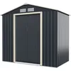 Image de Abri de Jardin en Metal 27m² - GOPLUS - 2 Portes Coulissantes et Fenêtres - Toit Traditionnel Extensible - Cabane à OutilsGris