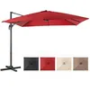 Image de COSTWAY Parasol Déporté Inclinable 3x3M avec Base Croisée Rotation à 360°Manivelle8 BaleinesEvent pour JardinTerrasse Vin-Rouge