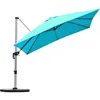 Image de COSTWAY Parasol Déporté Carré 3M avec Base en Croix Poteau en Aluminium Rotatif à 360° Manivelle Inclinable 8 Baleines Bleu