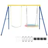 Image de Balançoire Extérieur Enfants COSTWAY-en Métal Structure en A-Charge 300KG--Mousquetons et Couvre-pieds-2 Façons de Suspendre-Jaune