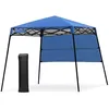 Image de COSTWAY Tonnelle de Jardin Pliante 182 x 182 cm Protection Solaire 2 Hauteurs avec Demi-paroi Latérale Sac Portable pour Fête Bleu