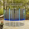 Image de GOPLUS Filet de Sécurité pour Trampoline 366 CM Filet de Trampoline 8 Poteaux Résistant aux UV Double Fermeture Éclair
