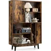 Image de GOPLUS Bibliothèque Meuble de Rangement Industriel avec 4 Étagères Ouvertes et 2 Cabinets de Porte 80X24X1195CM