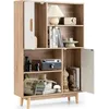 Image de GOPLUS Bibliothèque Meuble de Rangement avec 4 Étagères Ouvertes et 2 Cabinets de Porte 80X24X1195CM Naturel