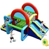 Image de Château Gonflable avec Gonfleur 480W COSTWAY 2 Toboggans Piscine à Balles But de Football Jeu de Cible Lancer dAnneaux