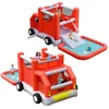Image de COSTWAY Toboggan Aquatique Gonflable sur Thème Voiture de Pompiers avec Piscine à Eclaboussures Ballon de Basket sans Gonfleur