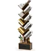 Image de COSTWAY Bibliothèque en Forme à Arbre Étagère de Livres avec Tiroir en Tissu Style Industriel 38 x 215 x 1495 cm Café