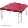 Image de COSTWAY Toile de Rechange pour Pavillon 3m x 3m en Polyester Imperméable avec Trous de Drainage Attaches Auto-agrippantes Vin Rouge