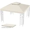 Image de COSTWAY Toile de Rechange pour Pavillon 3m x 3m en Polyester Toile à Double Niveau Trous de Drainage Attaches Auto-agrippantes