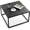Image de COSTWAY Table Basse Carrée Moderne 70 x 70 x 40 CM avec Dessus de Table en Faux Marbre et Structure en Acier Noir