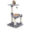 Image de COSTWAY Arbre à Chat avec Griffoir de Sisal Hamac ConfortableBalle Suspendue à Jouer Grande Plate-forme 40 x 40 x 64 cm Gris