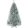 Image de COSTWAY Sapin de Noël 180CM 600 Branches à Flocons de Neige Matière PVC avec Charnières Support Métallique Diamètre 90cm