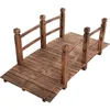 Image de RELAX4LIFE Pont de Jardin 50x67x55CM en Sapin Carbonisé Pont dÉtang Décoration de Jardin avec Garde-Corps Charge Max 100kg Brun